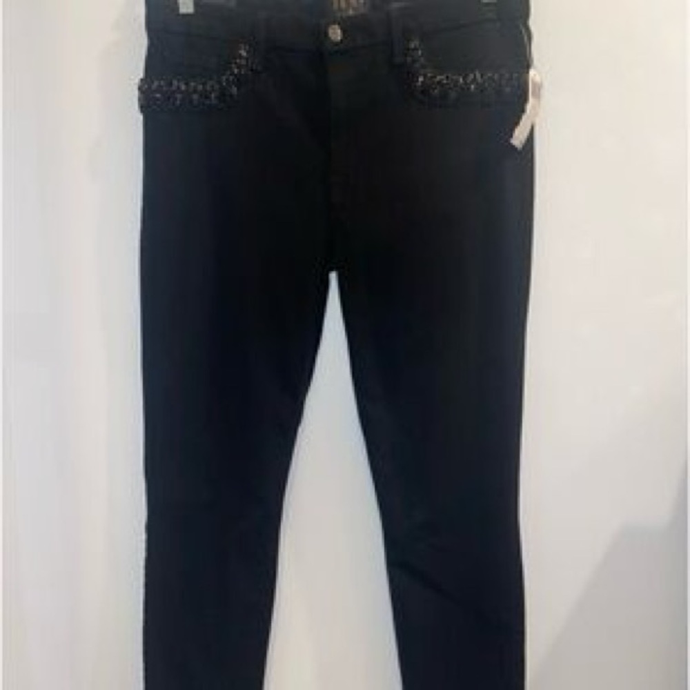 NWT Jen 7 For All Mankind Jeweled Black Ankle Skinny Jeans, sz 14 - Picture 4 of 16